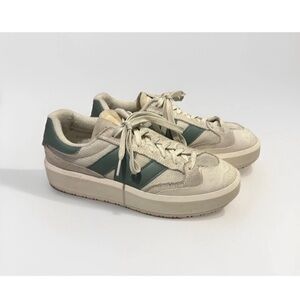 New Balance Cream and Green Athletic Shoes